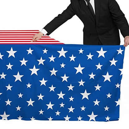 Gatherfun 4th of July Tablecloth Disposable Plastic Waterproof Table Cover for Veterans Day Election Day Independence Day American Flag Patriotic Party Decorations 3PCS 54 X 108 inch - style: American