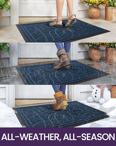 DEXI Front Door Mat Outside Entrance 3x5, Heavy Duty Non Slip, Blue - color: Blue, size: 35" X 59" (Rectangular)