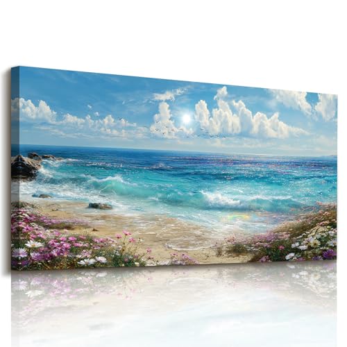 imjiayu Ocean Wall Art for Living Room Seaside Oversized Prints 29"x57" - color: Shimmering Sea, size: 57"L x 29"W