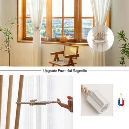 Curtain Tiebacks Magnetic Decorative Rope Tie Backs Holdbacks Contoeey - color: Beige