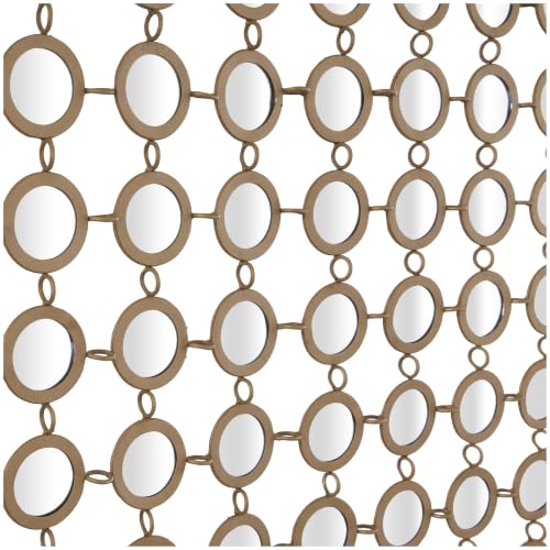 Deco 79 Metal Geometric Room Wall Mirror Entryway Mirror with Grid Pattern, Wall Mounted Mirror 40" x 2" x 40", Gold, 39 by 39"