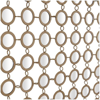 Deco 79 Metal Geometric Room Wall Mirror Entryway Mirror with Grid Pattern, Wall Mounted Mirror 40" x 2" x 40", Gold, 39 by 39"
