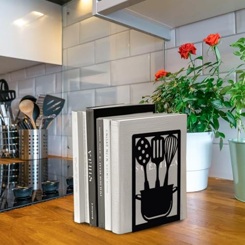 Peacoblue 4.7"x3.5"x7" Metal Bookends, Heavy Duty Book Ends for Shelves - color: Kitchenware