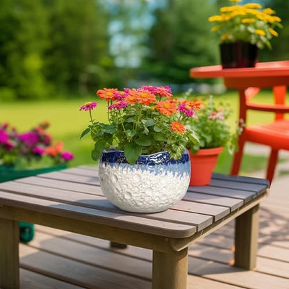 Ceramic Planter 8 Inch, Ceramic Plant Pots Indoor, Beige-Blue - color: Beige-blue, size: 8.2 Inch