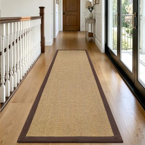 DEXI Jute Runner Rug 3x10, Rug Runners for Hallways, Natural/Brown - color: Natural/Brown, size: 3' x 10' (Runner)