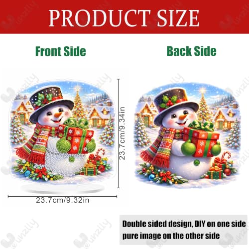 Yunzlly Stand Up Diamond Art Painting Kit, Desktop Gem Painting Ornament Kit for Adults, Tabletop Acrylic Diamond Board Painting (Christmas Snowman) - color: Christmas Snowman