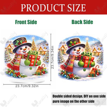 Yunzlly Stand Up Diamond Art Painting Kit, Desktop Gem Painting Ornament Kit for Adults, Tabletop Acrylic Diamond Board Painting (Christmas Snowman) - color: Christmas Snowman