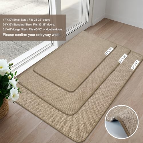 HDFK Dot Front Door Mat Light Brown 30x17inches Non-Slip Low-Profile Indoor - color: Tan, size: 30"x17"