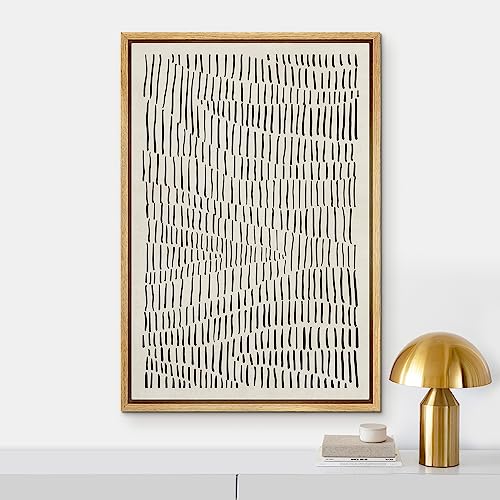 IDEA4WALL Framed Canvas Print Wall Art Black & White Retro Vintage Line Art Pattern Abstract Shapes Illustrations Modern Art Decorative Minimalist Relax/Cozy Multicolor for Bedroom - 24"x36" Natural - color: A10-2306-irs15, size: 36"L x 24"W