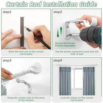 LLPJS Curtain Rods 16-92", 1 in Adjustable White Rod with Finials, 1 Pack - color: White, size: 16" to 92" - 1 pack