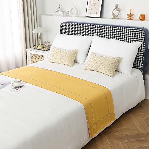 Bed Runner, Gold Bed Throws for Foot of Bed, 210 x 50 cm - color: Gold, size: Full/Queen