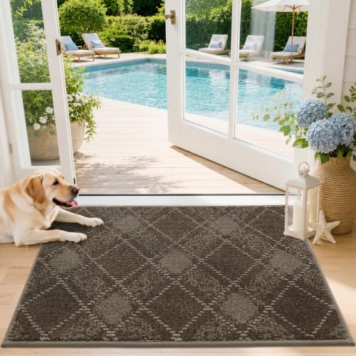 COSY HOMEER Door Mat Non-Slip Absorbent Washable Entrance 20"x32" Brown - color: Brown, size: 1'8" x 2'8" (Rectangular)