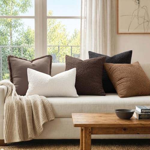 MIULEE Textured Boucle Lumbar Pillow Cover for Bed 14x20 White - color: White, size: 20" x 14" (Pack of 1)