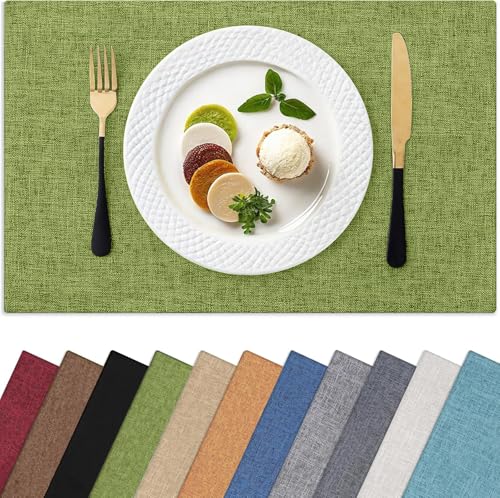 Homaxy Cloths Placemats for Dining Table Set of 6, 13" x 19", Grass Green - color: Grass Green, size: Placemats Set of 6