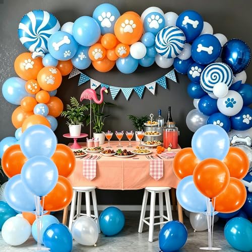 TONIFUL 4 Set Blue and Orange Balloon Stand Balloon Centerpieces for Table - color: Blue Orange