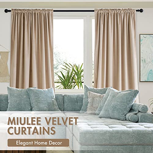 MIULEE Camel Beige Blackout Velvet Curtains Drapes 72 Inch Long 52"x72" - color: Camel Beige, size: 52"W x 72"L (Pack of 2)
