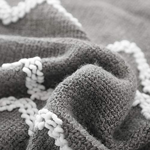 BOURINA Knitted Throw Blanket Boho Chenille Outdoor Blanket,Grey 50x60Inch - color: A-grey, size: 50"×60"