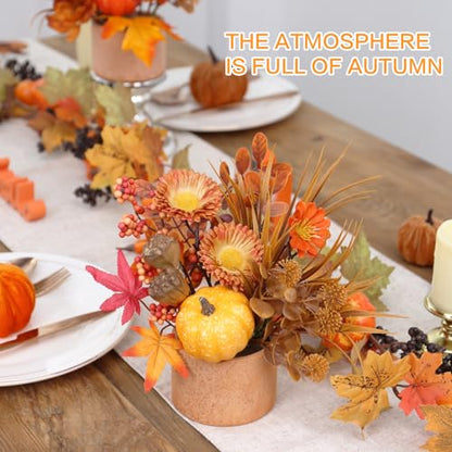2PCS Fall Artificial Maple Pumpkin Table Centerpieces Home Decorations