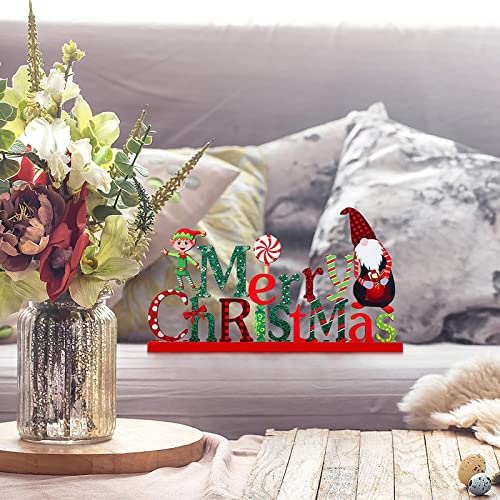 Blulu Christmas Wooden Signs Tabletop Farmhouse Centerpieces, Red, 3 Pcs - color: Red