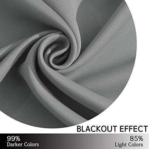 Yakamok Grey Room Darkening Curtains 52x54 inch Gray Grommet-Living Room - color: Grey, size: 52"W x 54"L (Pack of 2)