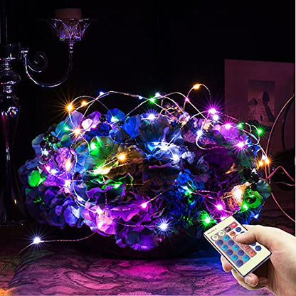 RUICHEN Fairy Lights Plug in with Remote, 33 Ft 100 LED, Multicolor - color: Multicolor