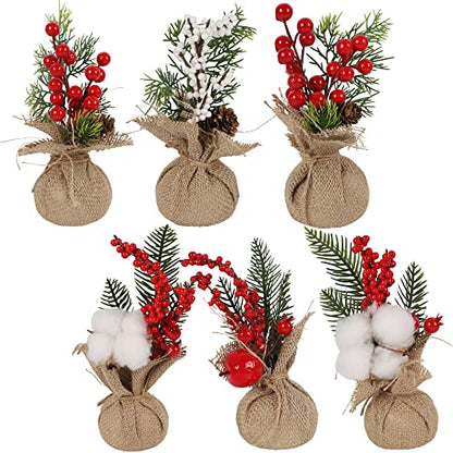 winemana 6 Pcs Mini Christmas Tree Table Decorations Office Holiday Decor - size: 8in