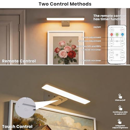 Picture Lights for Wall Battery Operated, White 2 Pack 3CCT Dimmable Light - color: White-3CCT