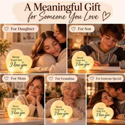 Gifts for Daughter from Mom Dad, “Never Forget That I Love You” Heart LED Light, Meaningful Gifts for Daughter, Son, Mom, Grandma, Wife, Girlfriend, Birthday Christmas Valentine’s Day Gifts - color: Love