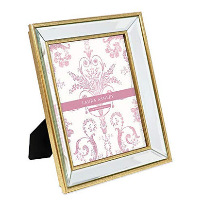 Laura Ashley 8x10 Gold Beveled Mirror Picture Frame Tabletop & Wall Mount - color: Gold, size: 8x10