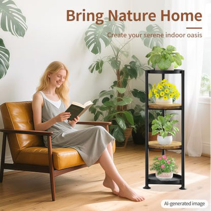 LASZOLA Plant Stand Tall Flower Holder for Indoor Corner, 4 Tier Black