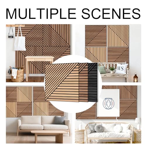 WoveN SounD Acoustic Wall Panels, Teak, 8 Pack, 23.6x23.6 in - color: Teak, size: Linear Array Prismatic Shadows