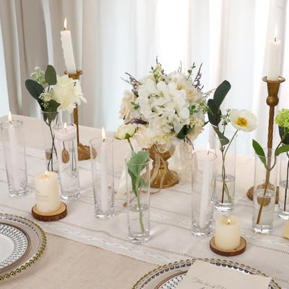 Fixwal 15 Pack Glass Cylinder Bud Flower Vases for Centerpieces