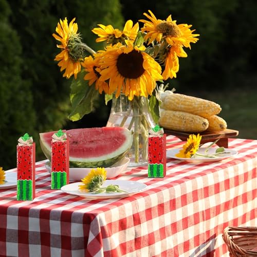 MiniInflat 3 Pcs Watermelon Table Decor, Summer Fruit Wooden Block Sign - style: Watermelon
