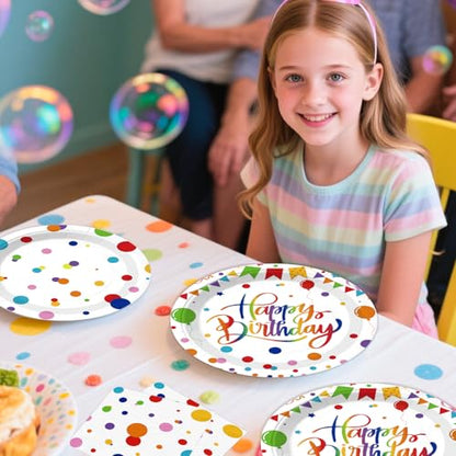 Xynic 214 Pcs Colorful Birthday Decorations Girl Tableware Set, Serves 25