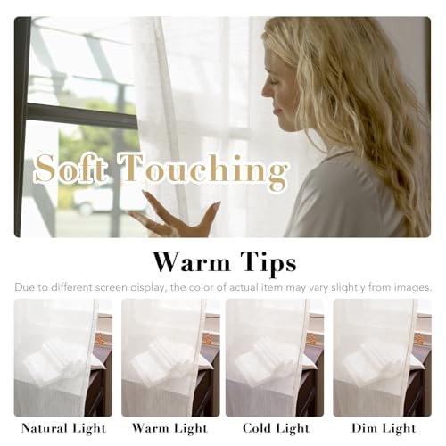H.VERSAILTEX White Linen Sheer Curtains 108" 2 Panels Grommet - color: White, size: 52"W x 108"L (Pack of 2)