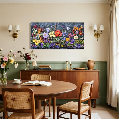 crmotu Flower Large Wall Art, Botanical Watercolor Canvas Prints 20"x40" - color: Purple and Gold, size: 40"L x 20"W