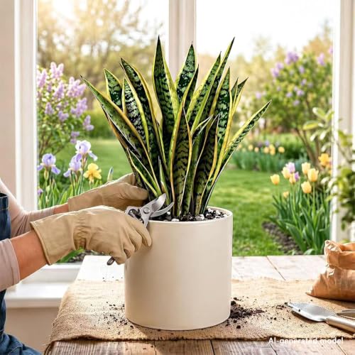 7 Inch Beige Metal Plant Pot with Drainage Hole, Indoor Outdoor - color: Beige