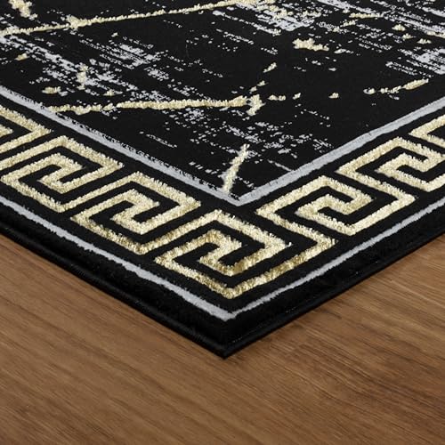 GLORY RUGS Area Rugs Marble 4x5 Black Gold Carpet Modern Abstract Rug Living Room Dining Bedroom Rug - color: Black, size: 4' x 5' (Rectangular)