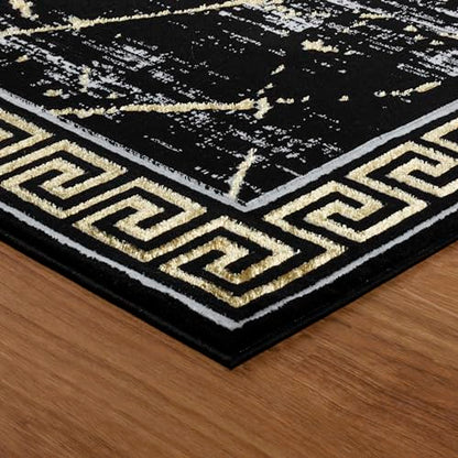 GLORY RUGS Area Rugs Marble 4x5 Black Gold Carpet Modern Abstract Rug Living Room Dining Bedroom Rug - color: Black, size: 4' x 5' (Rectangular)