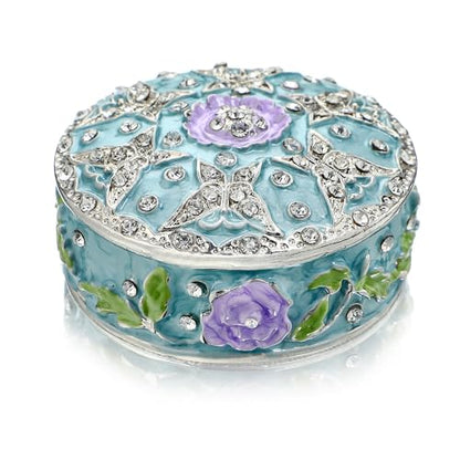 YU FENG 2.1 Inch Vintage Round Trinket Box Hinged Jewelry Ring Holder - style: Round
