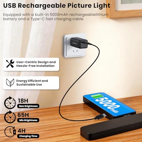 Picture Lights for Wall Battery Operated, 2 Pack Black 3CCT Dimmable Light - color: Black-3CCT