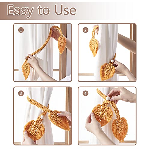 2 Pack Boho Curtain Tiebacks, Orange - color: S3