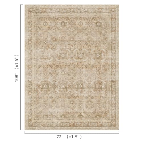 Washable 6x9 Area Rugs for Living Room Bedroom, Brown/Taupe - color: Brown/Taupe, size: 6' x 9' (Rectangular)