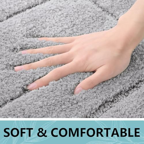 Buganda Microfiber Bathroom Rugs 47x24, Soft Shaggy Absorbent Bath Rugs - color: Grey, size: 47" X 24"