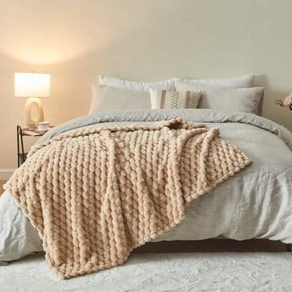 NEWCOSPLAY Fleece Clouds Cozy Twin Blanket for Couch, Brown, 60"x80" - color: Brown, size: Twin(60"x80")