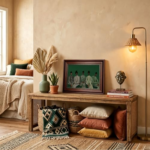 Dark Brown Framed African American Woman Canvas Wall Art 12x16 in - color: 5Green Abstract Woman, size: 16"L x 12"W