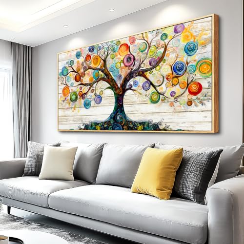 FUHAIHUA Canvas Wall Art for Living Room Large Wall Decor for Office Bedroom Decorations Colorful Tree of Life Landscape Pictures Abstract Painting Artwork Wall Mural Aesthetic Home Decor 30x60 in - color: Colorful Tree of Life Canvas Wall Art, size: 60"L