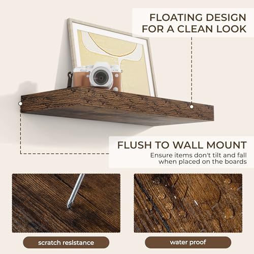 RICHFOCUS Bathroom Floating Shelves for Wall 2Pack|Rustic Brown|20" L - color: Rustic Brown, size: 20"L x 8"D, Set of 2