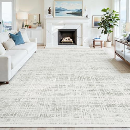 9x12 Washable Area Rug for Living Room Bedroom: Non-Slip Modern White Gray - color: White Gray, size: 9' x 12' (Rectangular)