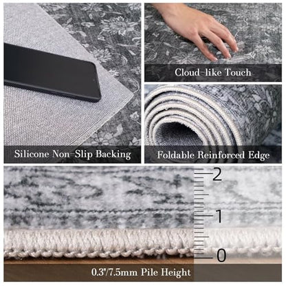 Washable 10x14 Area Rugs for Living Room, Charcoal Gray - color: Charcoal Gray, size: 10' x 14' (Rectangular)